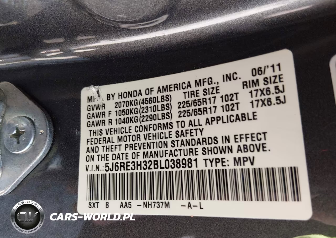 2011 Honda Cr-V Lx VIN:5J6RE3H32BL038981 - 9