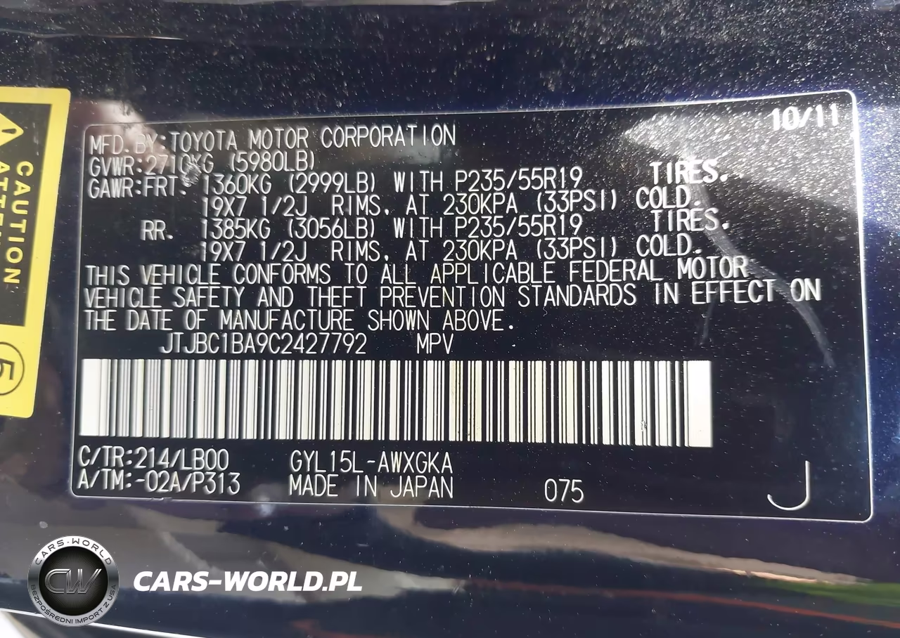 2012 Lexus Rx 450H VIN:JTJBC1BA9C2427792 - 9