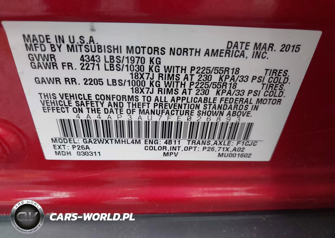 2015 Mitsubishi Outlander Sport Es VIN:4A4AP3AU7FE026893 - 9
