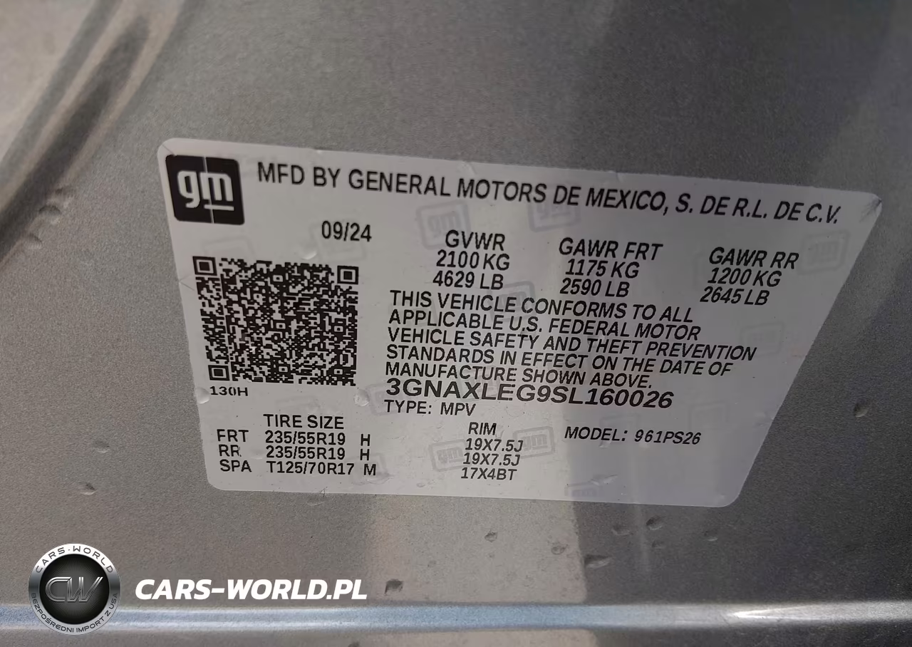 2025 Chevrolet Equinox Fwd Rs VIN:3GNAXLEG9SL160026 - 9