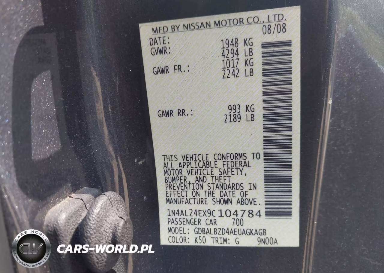 2009 Nissan Altima 2.5 S VIN:1N4AL24EX9C104784 - 9