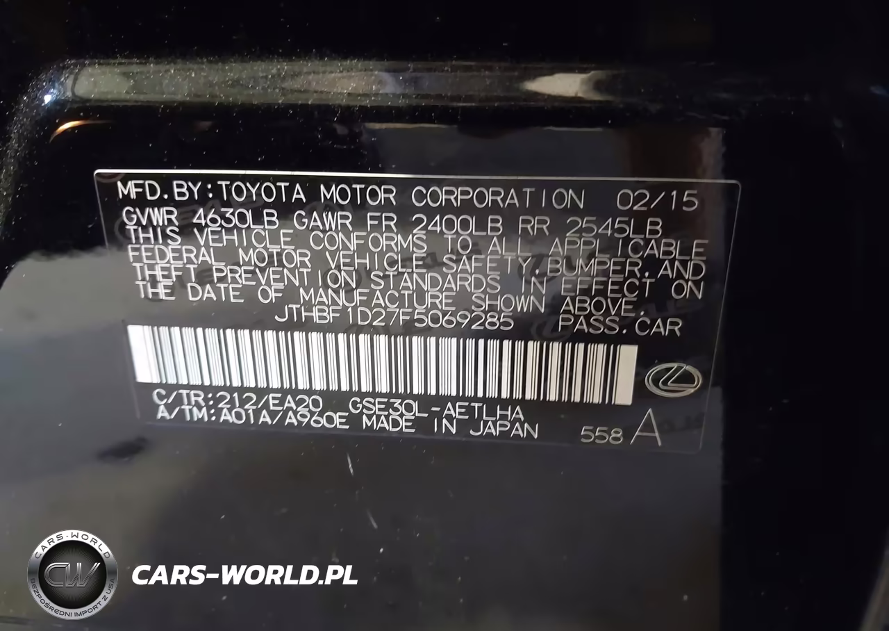 2015 Lexus Is 250 VIN:JTHBF1D27F5069285 - 9