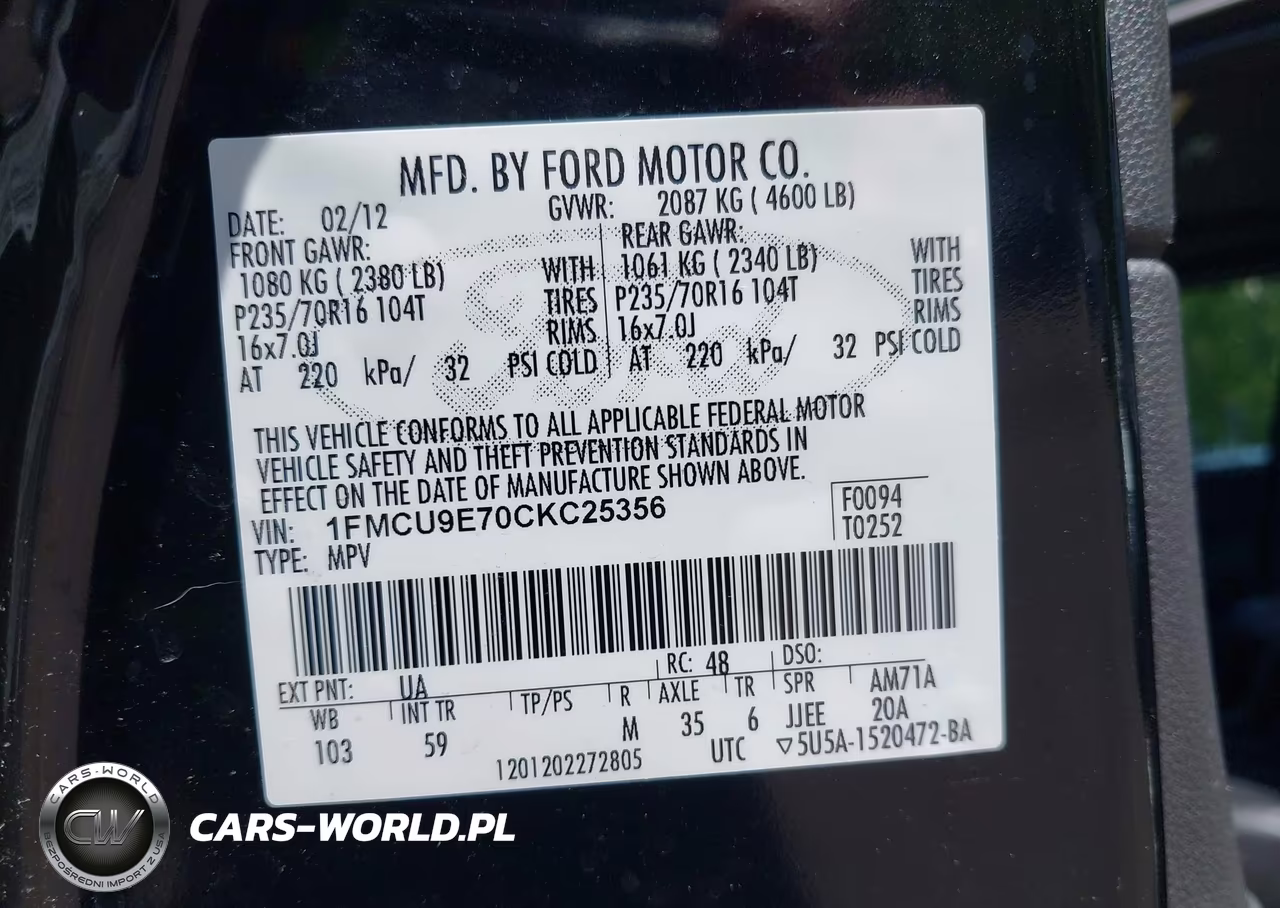 2012 Ford Escape Limited VIN:1FMCU9E70CKC25356 - 9