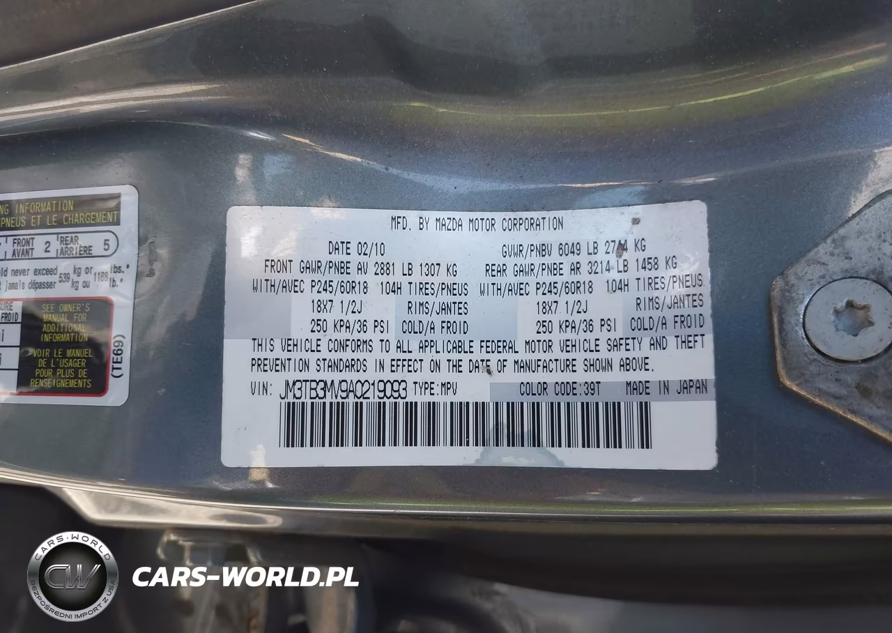 2010 Mazda Cx-9 Touring VIN:JM3TB3MV9A0219093 - 9