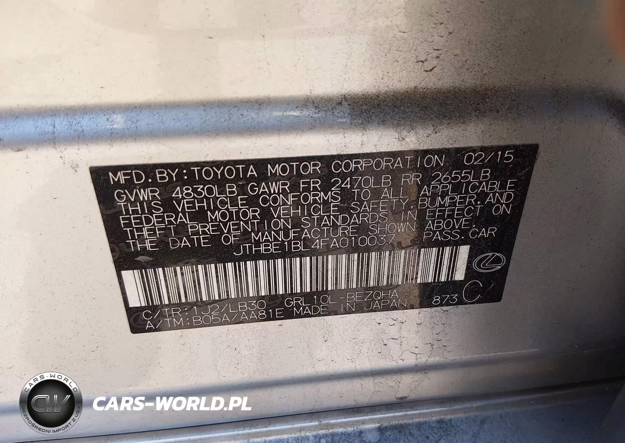 2015 Lexus Gs 350 VIN:JTHBE1BL4FA010037 - 9