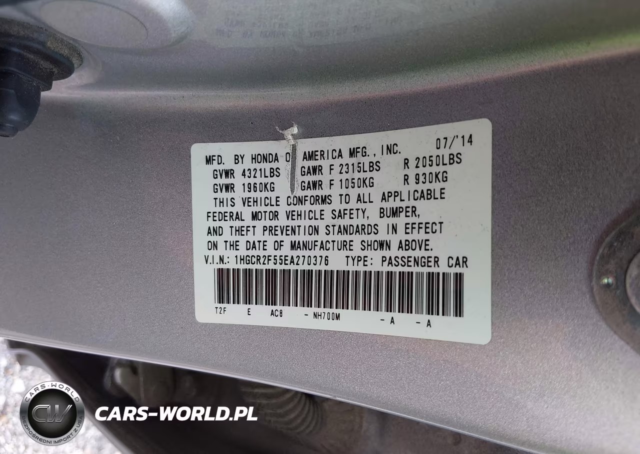 2014 HONDA ACCORD SPORT VIN:1HGCR2F55EA270376 - 9