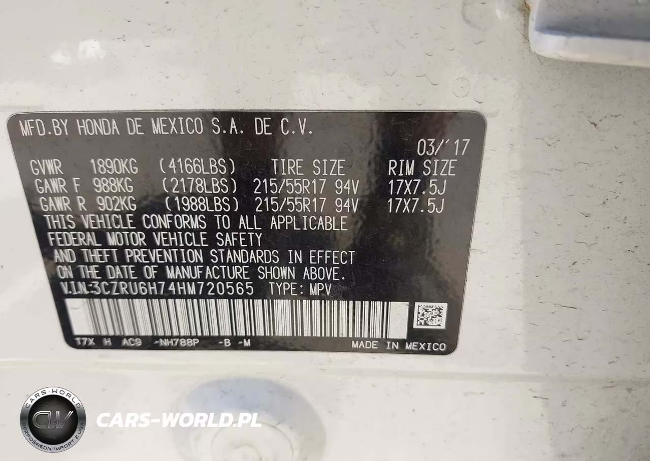 2017 Honda Hr-V Ex-L VIN:3CZRU6H74HM720565 - 9