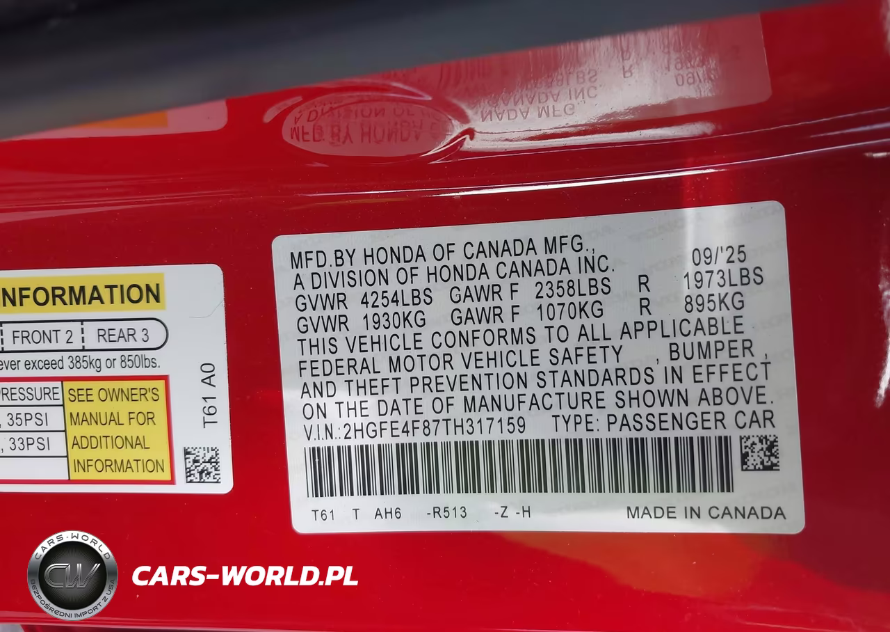 2026 Honda Civic Hybrid Sport-Sport Touring VIN:2HGFE4F87TH317159 - 9