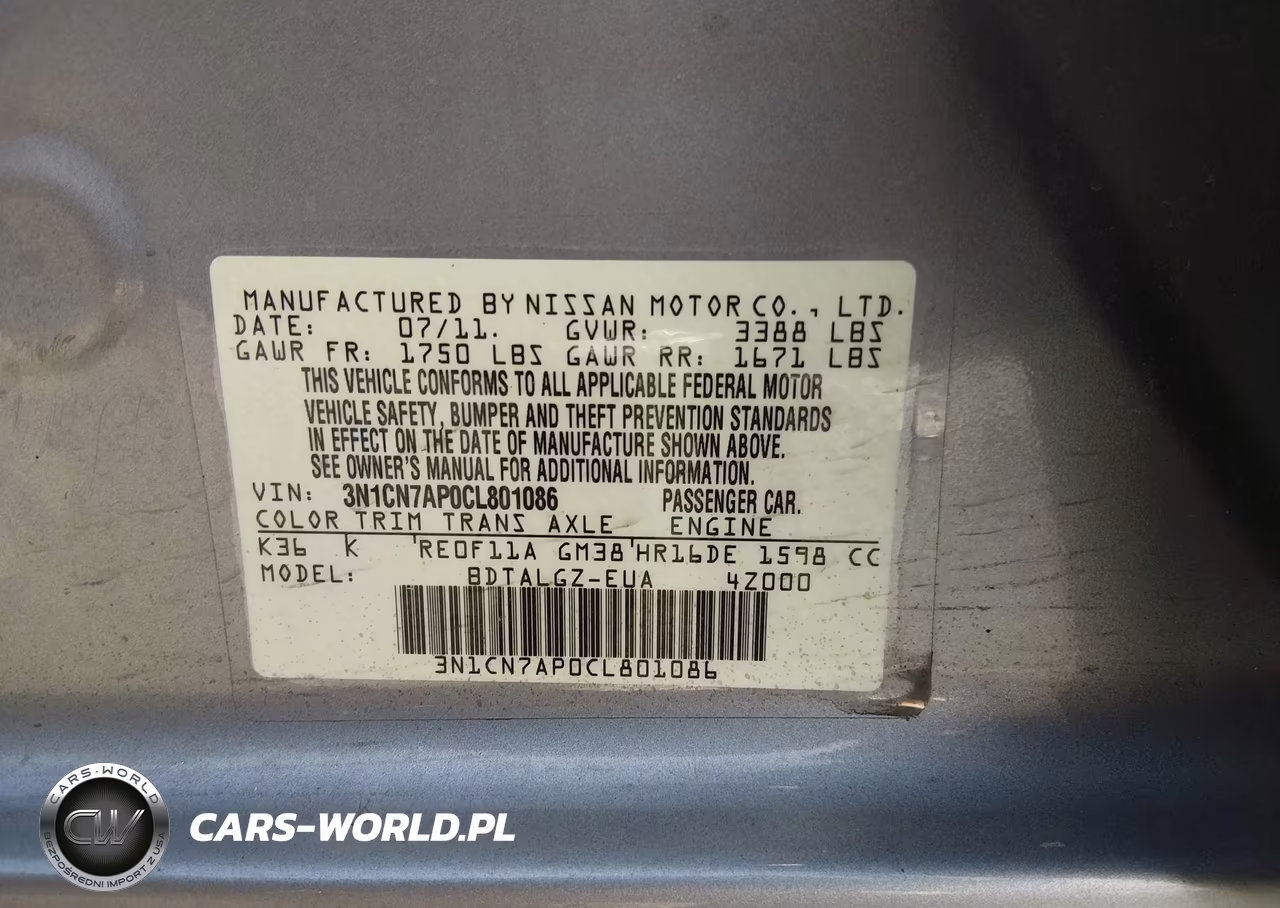 2012 Nissan Versa 1.6 Sl VIN:3N1CN7AP0CL801086 - 9