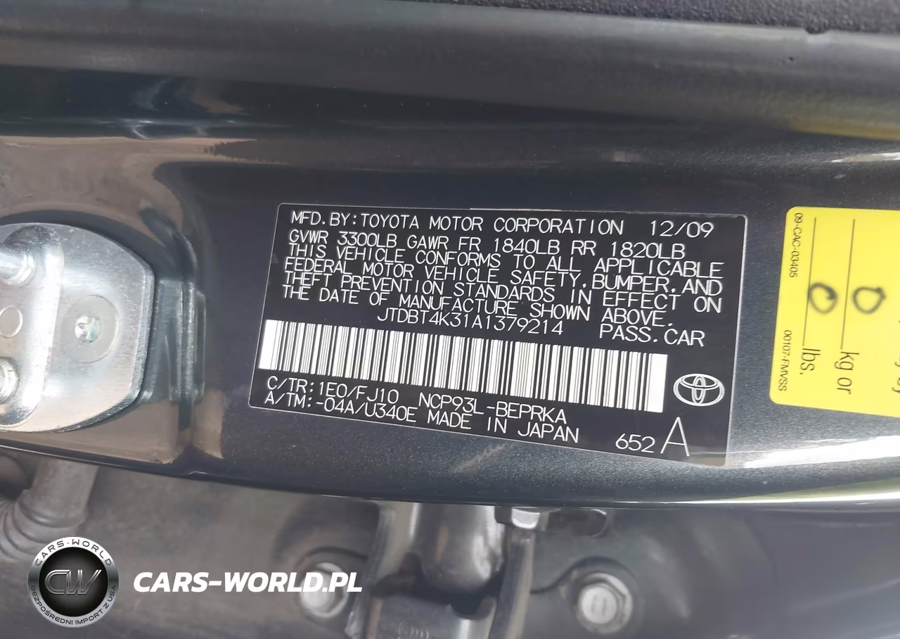 2010 Toyota Yaris VIN:JTDBT4K31A1379214 - 9
