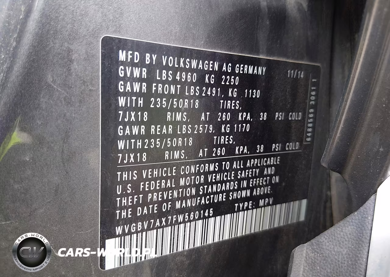 2015 Volkswagen Tiguan Se VIN:WVGBV7AX7FW560145 - 9