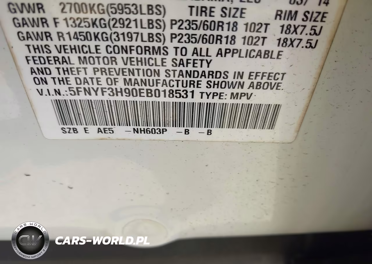 2014 Honda Pilot Touring VIN:5FNYF3H90EB018531 - 9