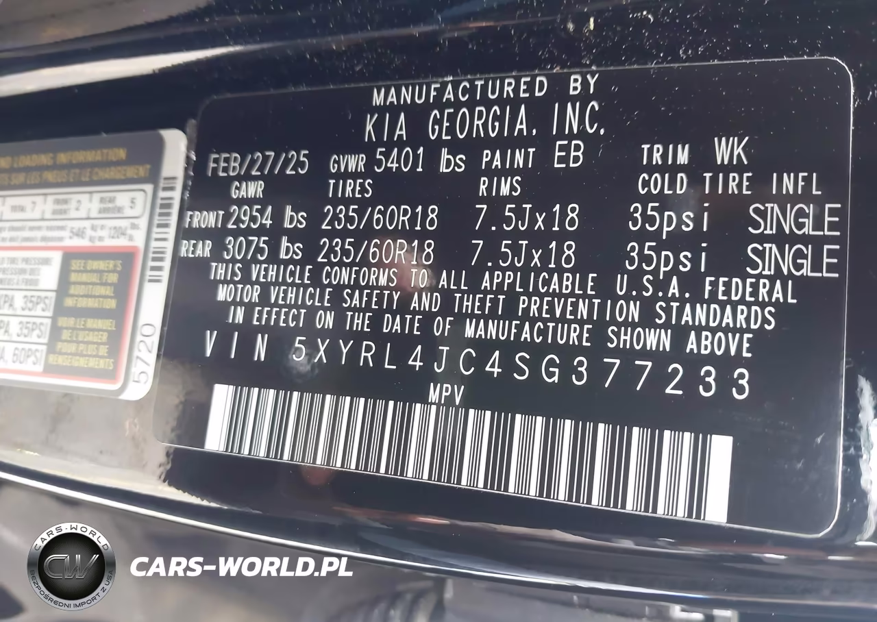 2025 Kia Sorento S VIN:5XYRL4JC4SG377233 - 9