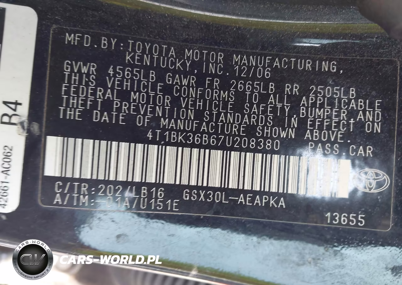 2007 Toyota Avalon Limited VIN:4T1BK36B67U208380 - 9