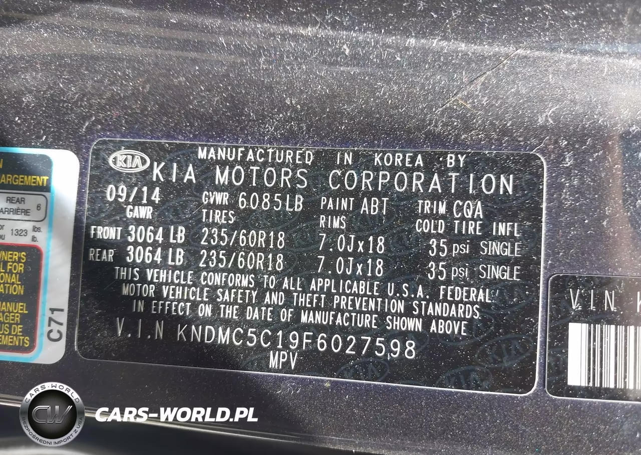 2015 Kia Sedona Ex VIN:KNDMC5C19F6027598 - 9