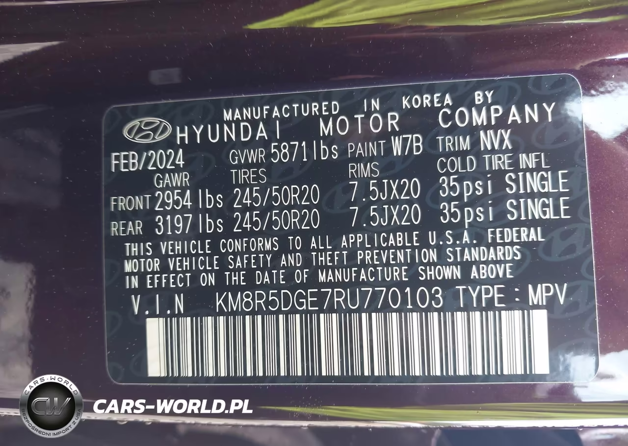 2024 Hyundai Palisade Limited VIN:KM8R5DGE7RU770103 - 9