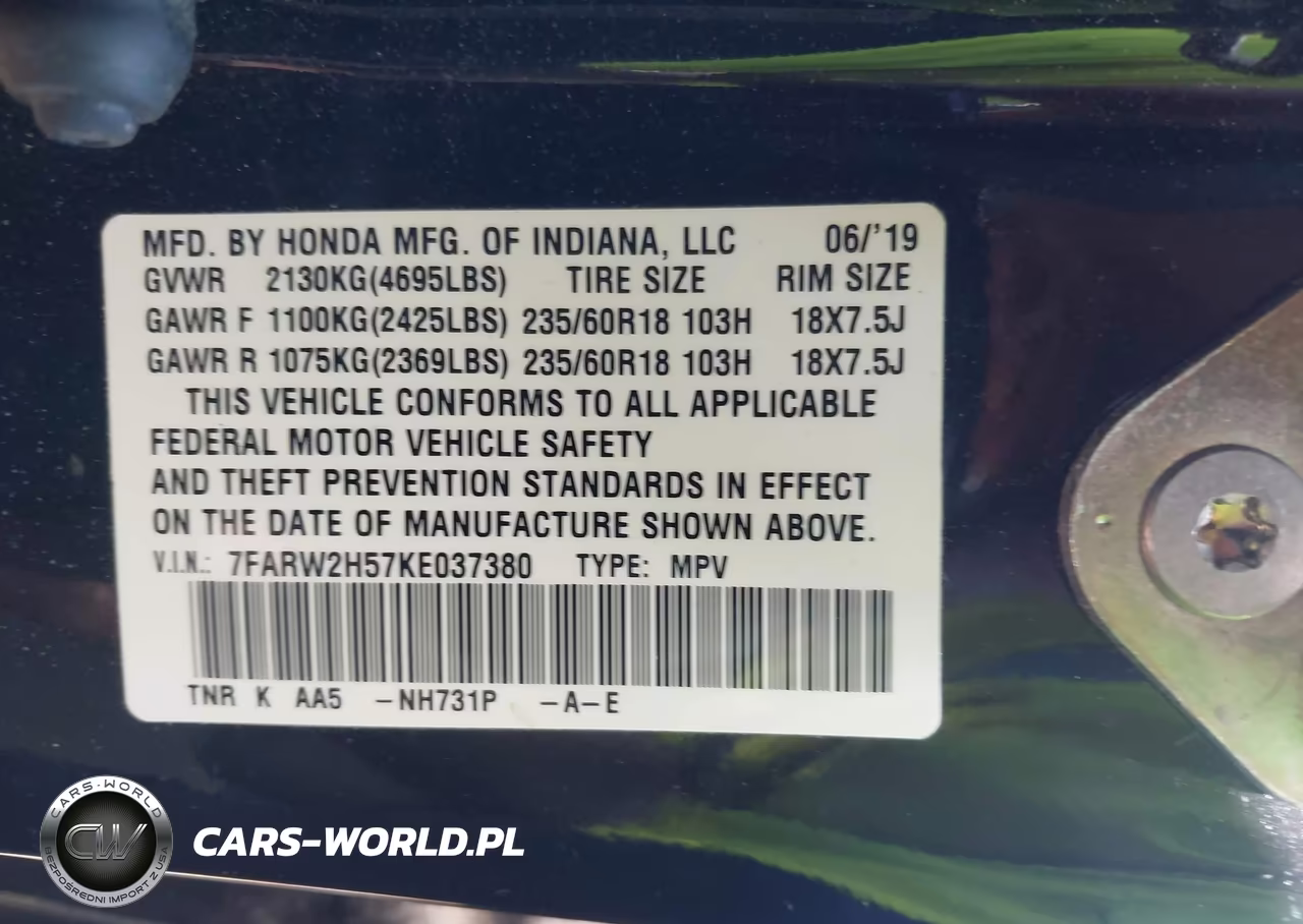 2019 Honda Cr-V Ex VIN:7FARW2H57KE037380 - 9