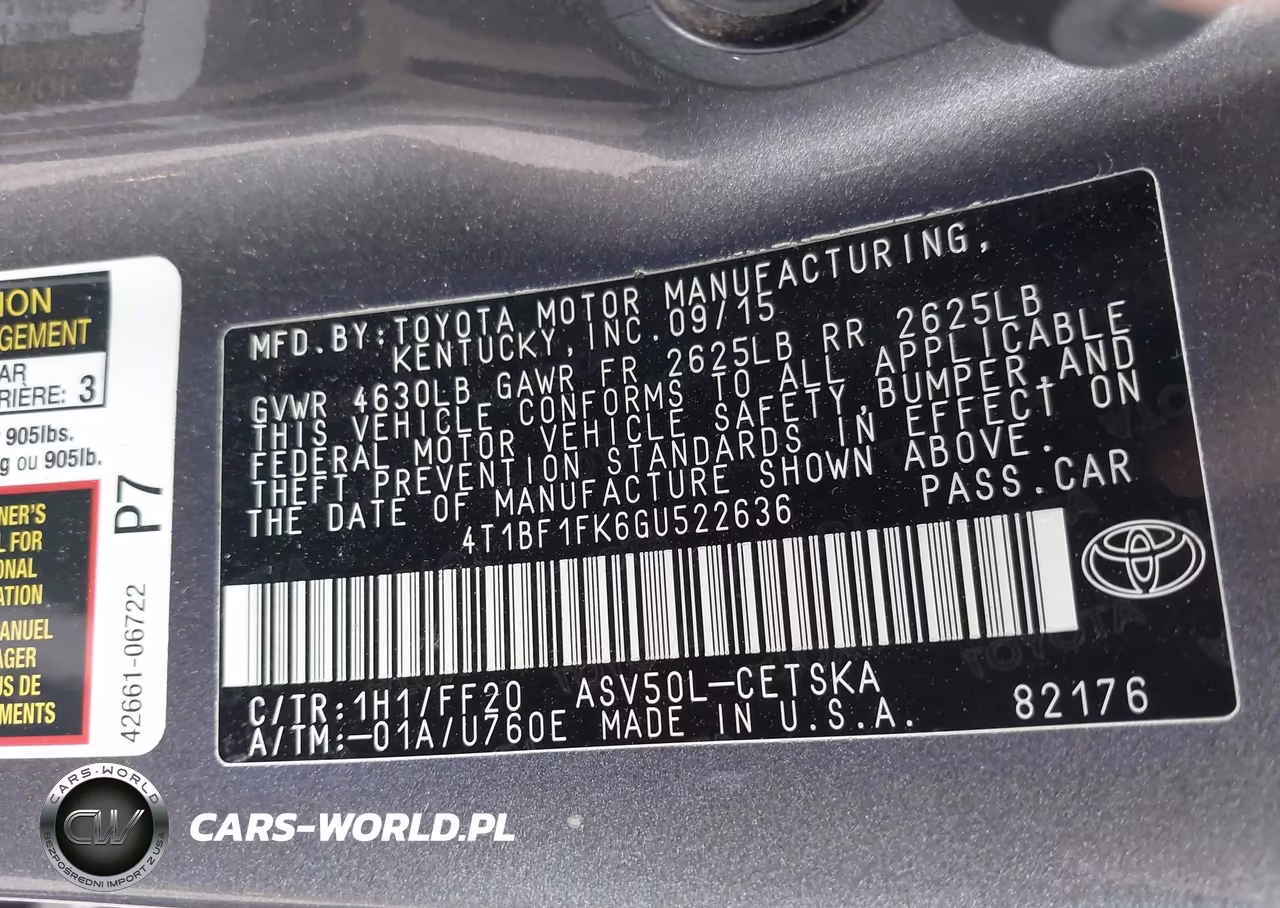 2016 Toyota Camry Se VIN:4T1BF1FK6GU522636 - 9