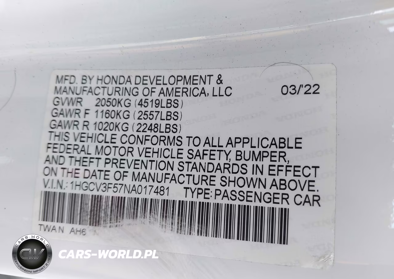 2022 Honda Accord Hybrid Ex-L VIN:1HGCV3F57NA017481 - 9