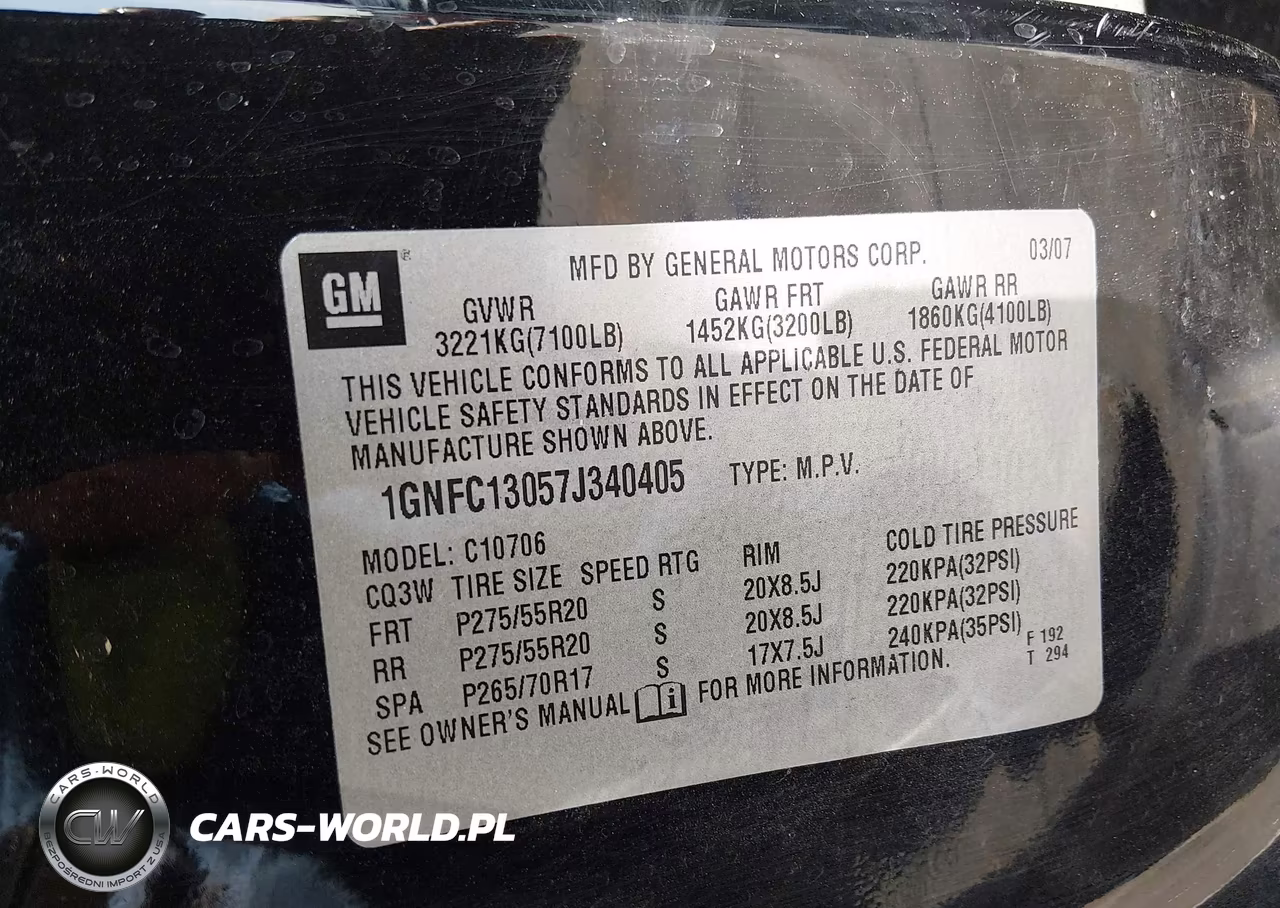 2007 Chevrolet Tahoe Lt VIN:1GNFC13057J340405 - 9