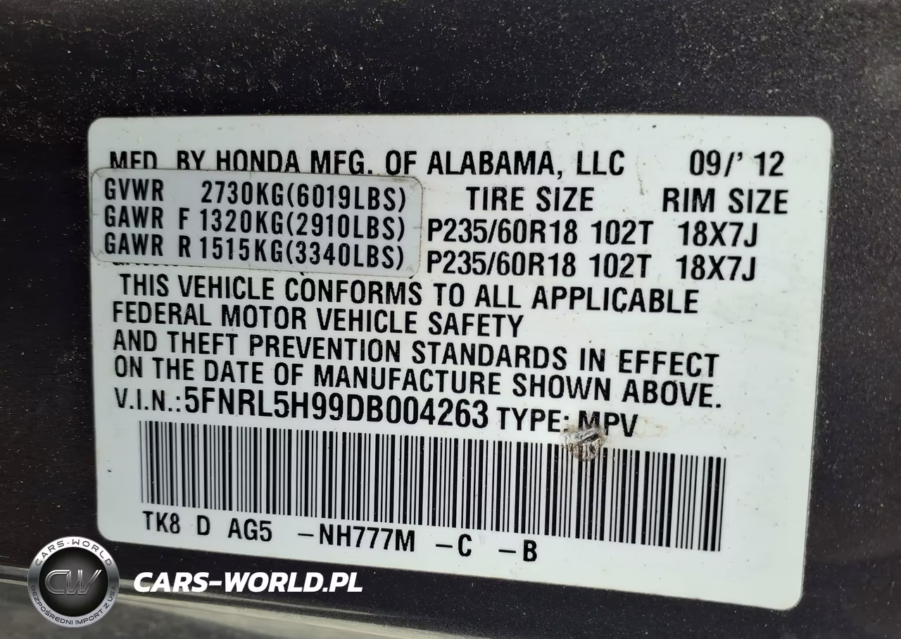 2013 Honda Odyssey Touring-Touring Elite VIN:5FNRL5H99DB004263 - 9