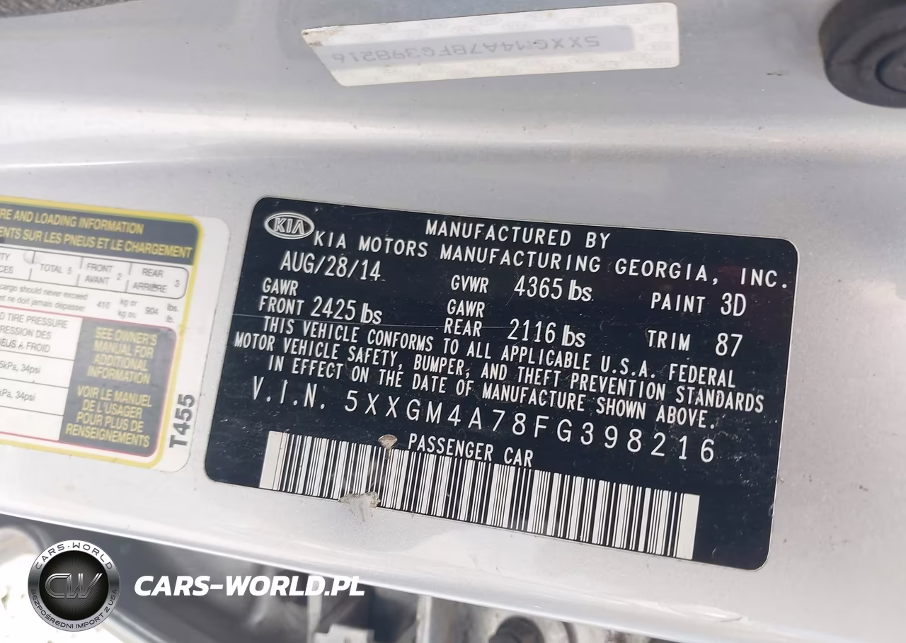 2015 Kia Optima Lx VIN:5XXGM4A78FG398216 - 9