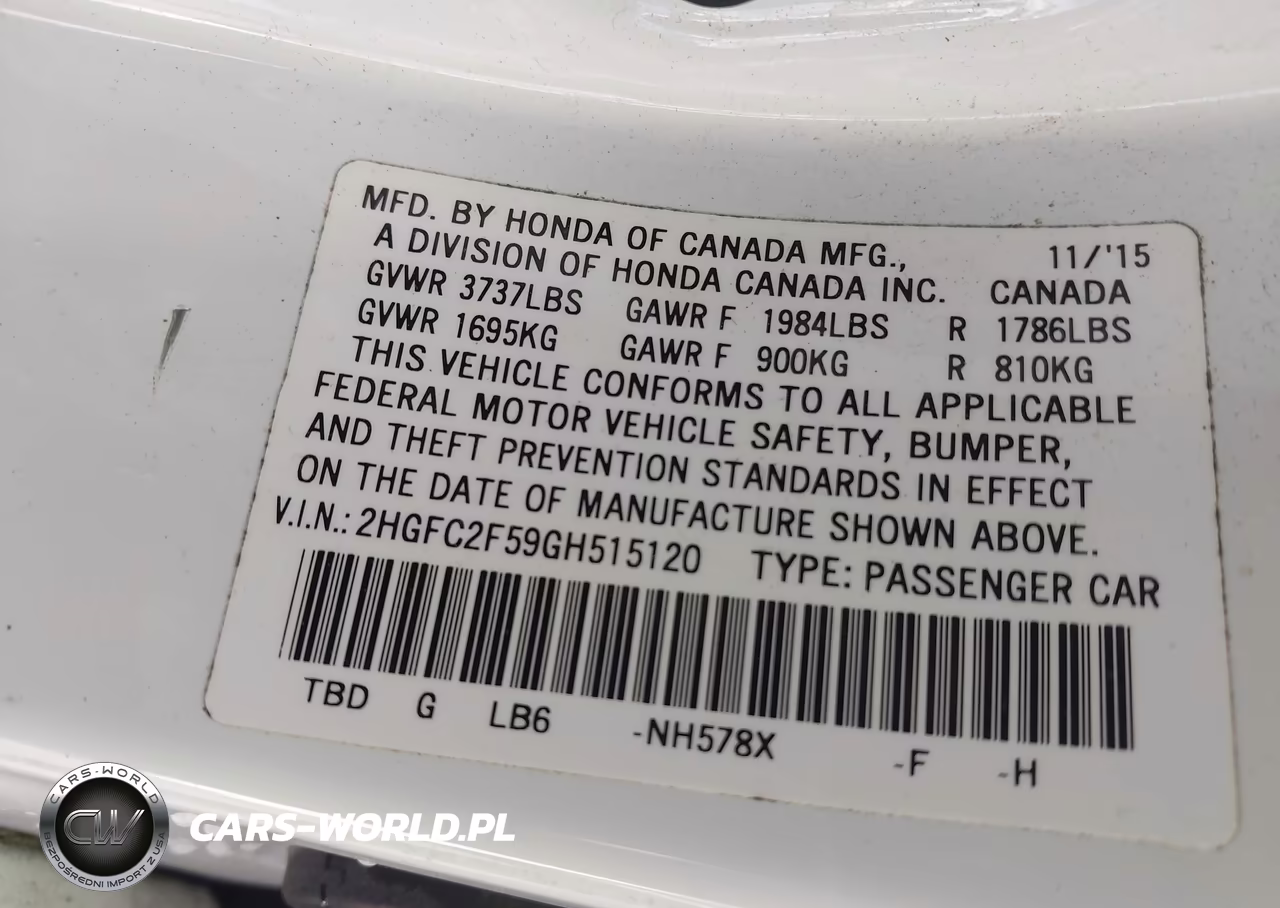 2016 Honda Civic Lx VIN:2HGFC2F59GH515120 - 9