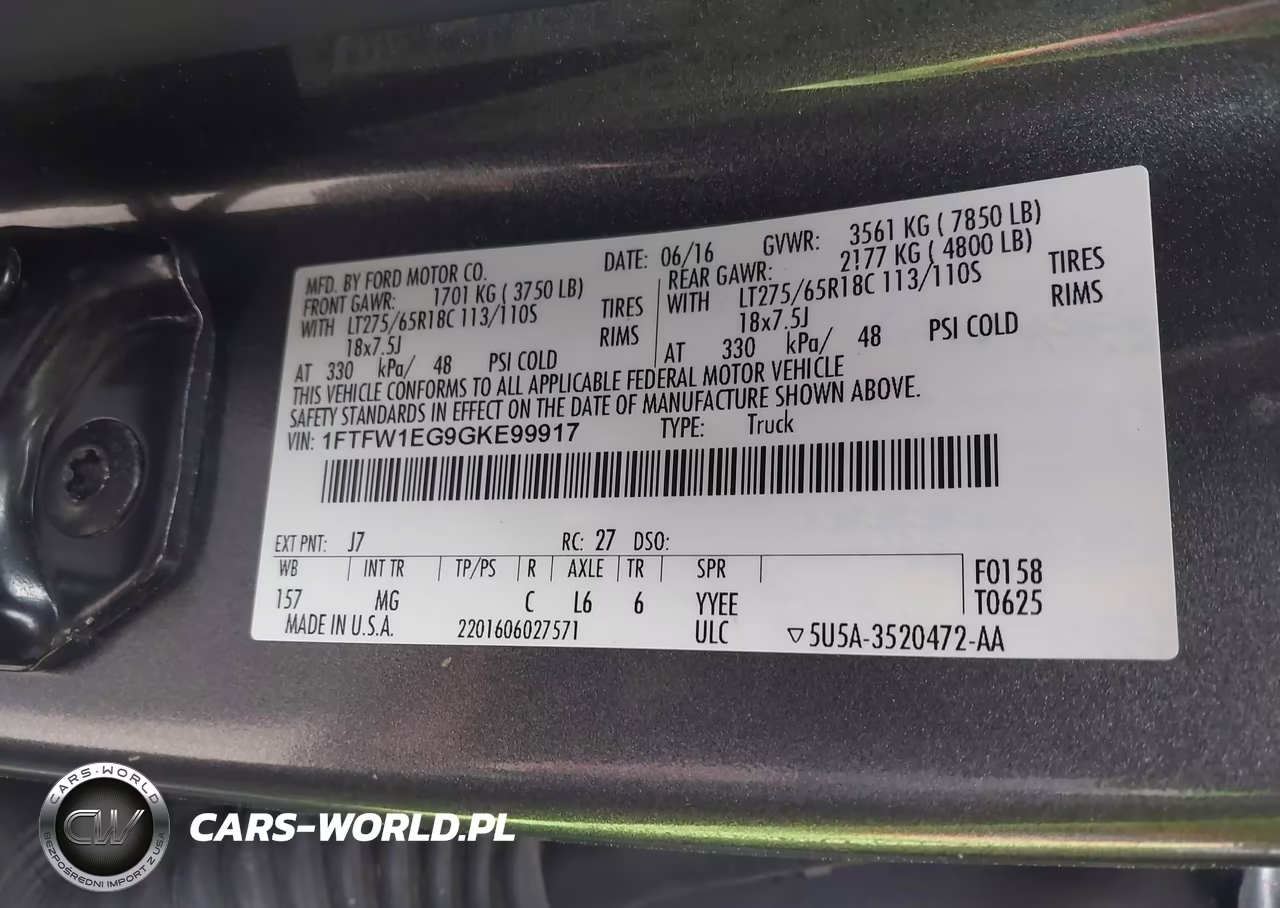 2016 Ford F-150 Xlt VIN:1FTFW1EG9GKE99917 - 9