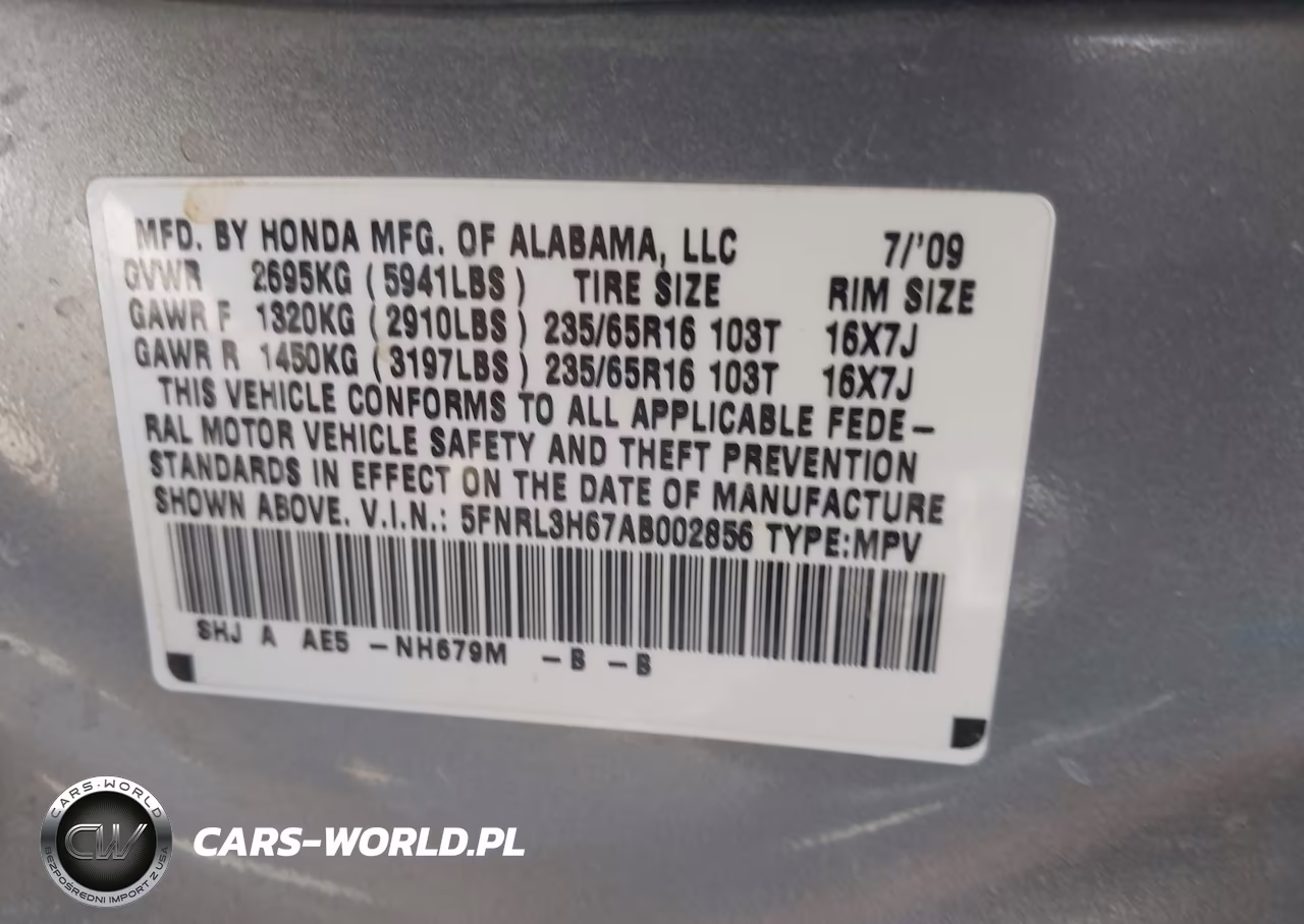 2010 Honda Odyssey Ex-L VIN:5FNRL3H67AB002856 - 9