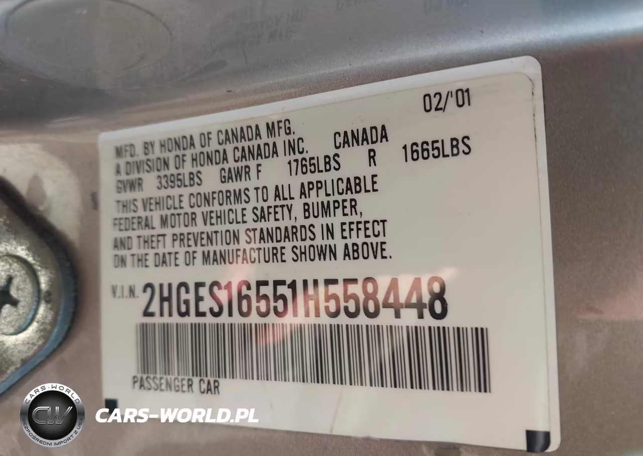 2001 Honda Civic Lx VIN:2HGES16551H558448 - 9