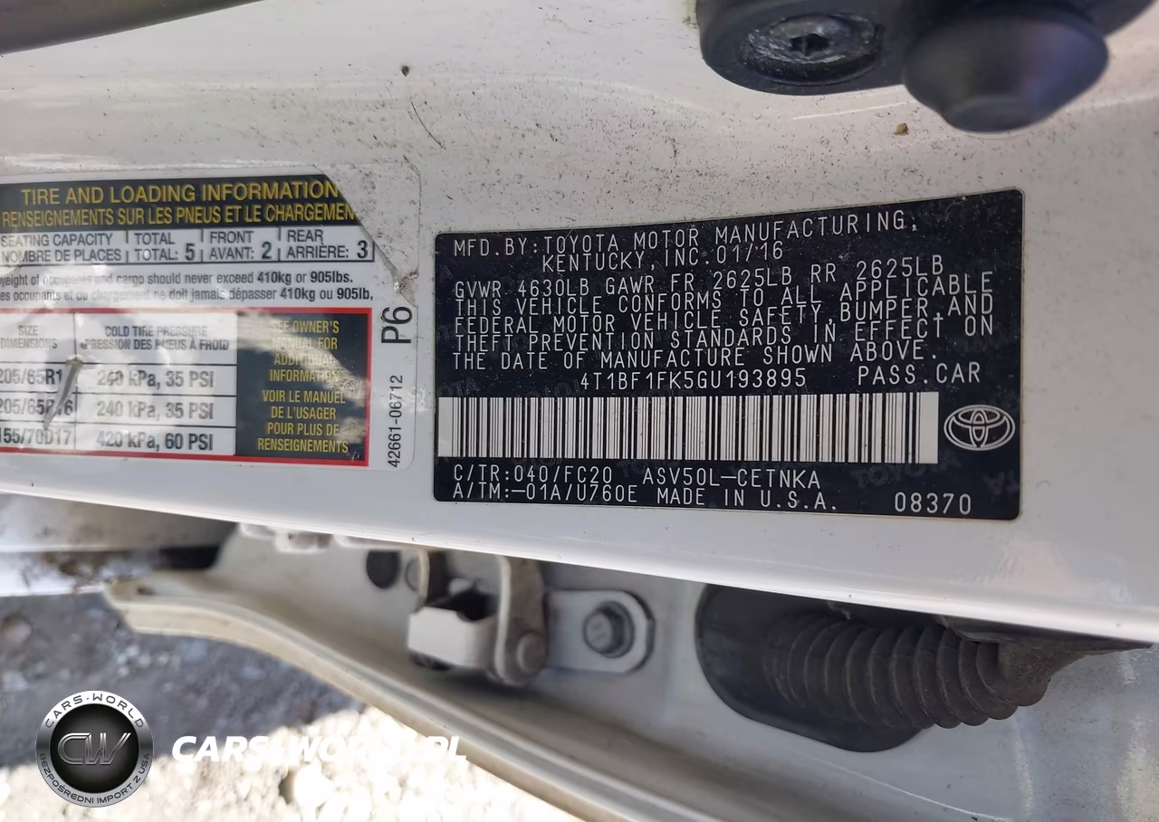2016 Toyota Camry Le VIN:4T1BF1FK5GU193895 - 9