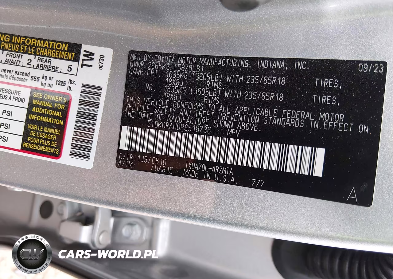 2023 Toyota Highlander Xle VIN:5TDKDRAH0PS518736 - 9