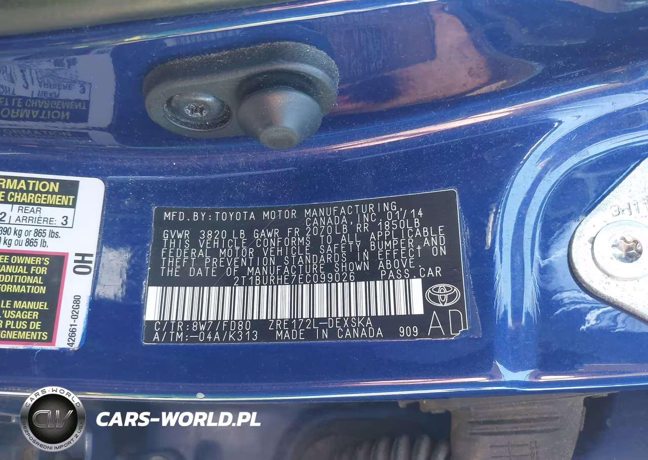 2014 Toyota Corolla S Plus VIN:2T1BURHE7EC099026 - 9