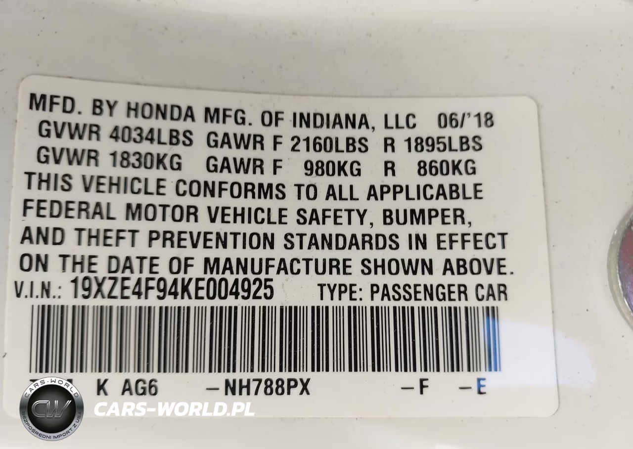 2019 Honda Insight Touring VIN:19XZE4F94KE004925 - 9