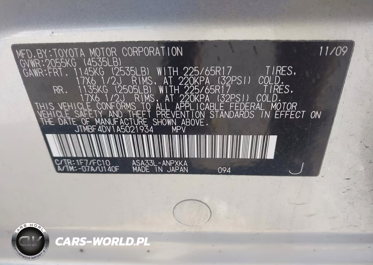 2010 Toyota Rav4 VIN:JTMBF4DV1A5021934 - 9