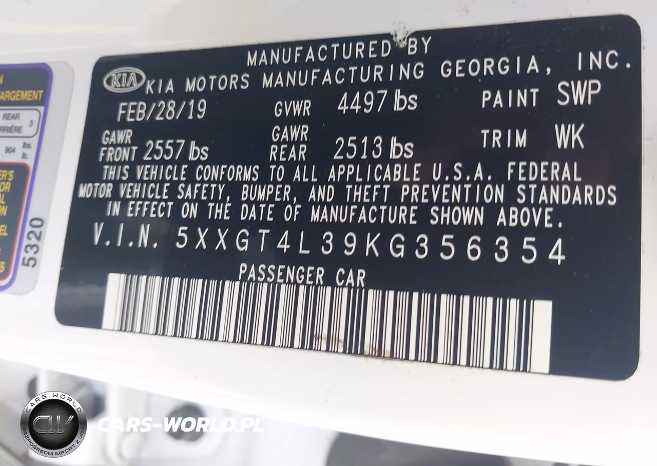 2019 Kia Optima S VIN:5XXGT4L39KG356354 - 9