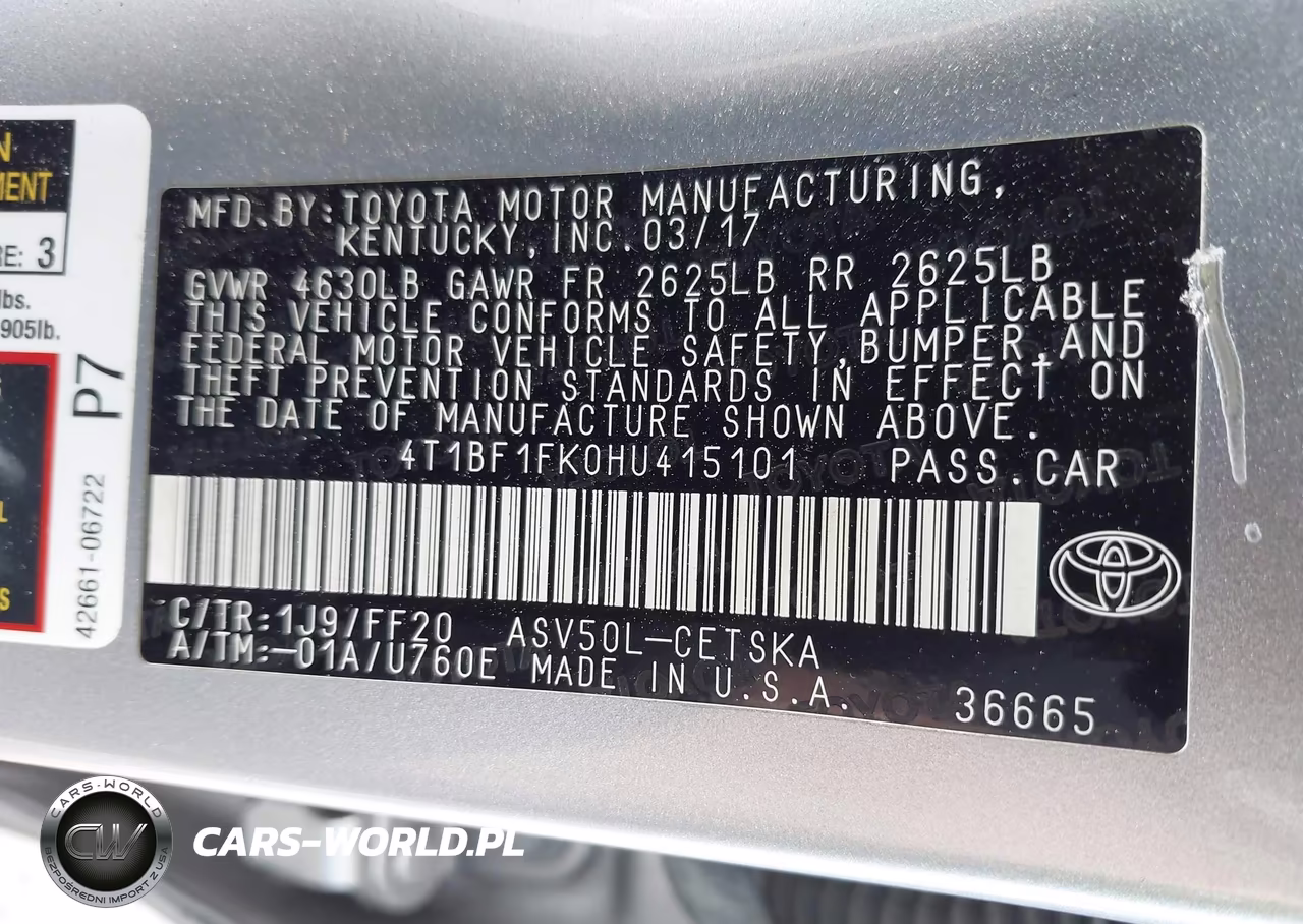 2017 Toyota Camry Se VIN:4T1BF1FK0HU415101 - 9