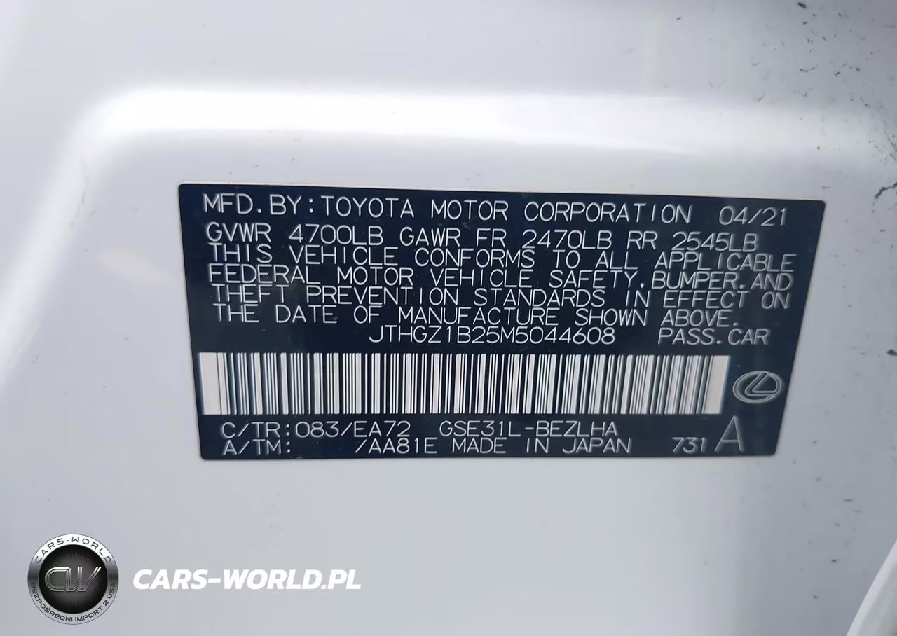 2021 Lexus Is 350 F Sport VIN:JTHGZ1B25M5044608 - 9