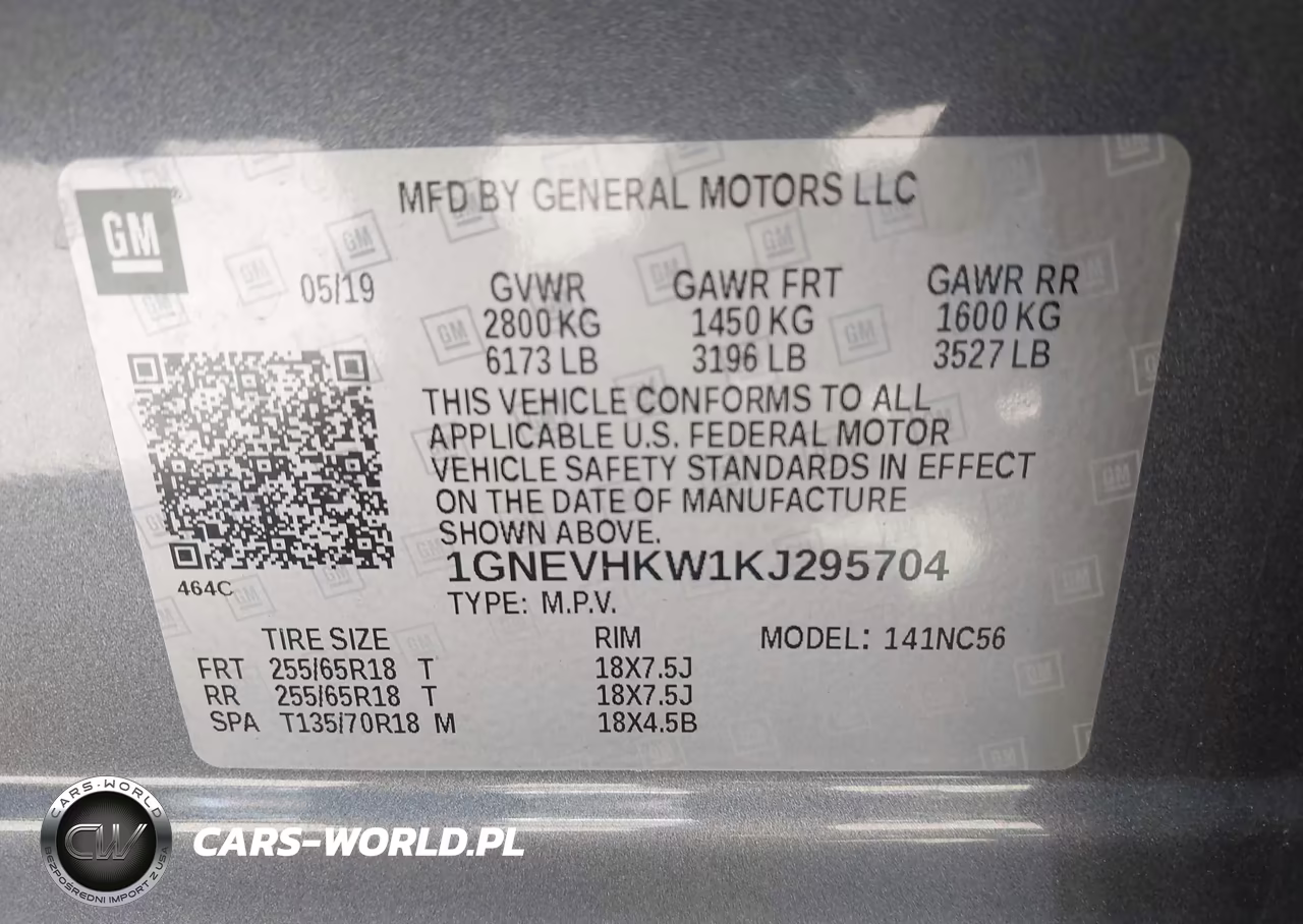 2019 Chevrolet Traverse 3Lt VIN:1GNEVHKW1KJ295704 - 9