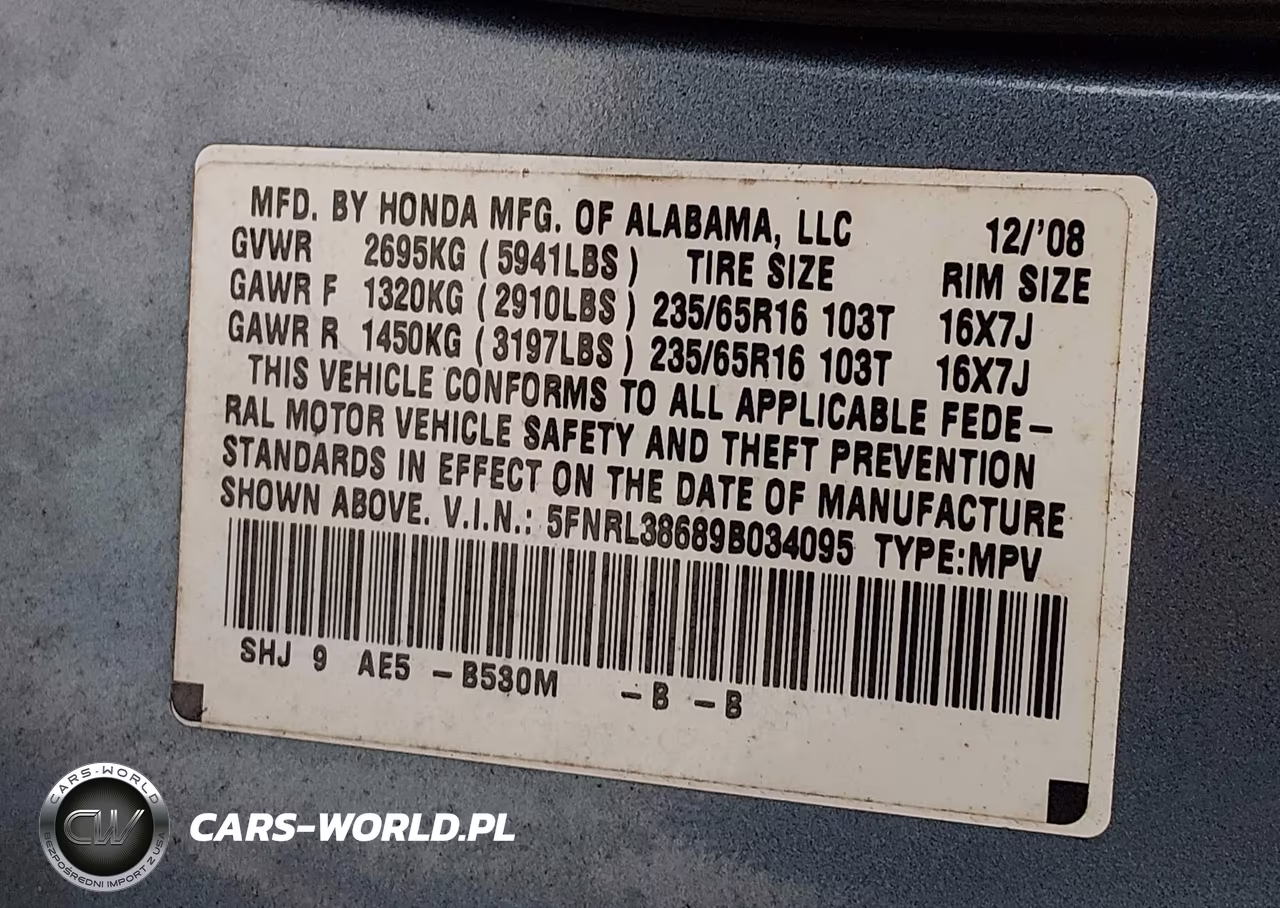 2009 Honda Odyssey Ex-L VIN:5FNRL38689B034095 - 9