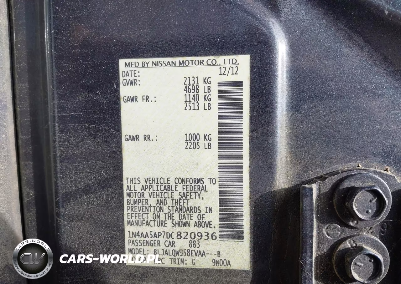 2013 Nissan Maxima 3.5 S VIN:1N4AA5AP7DC820936 - 9
