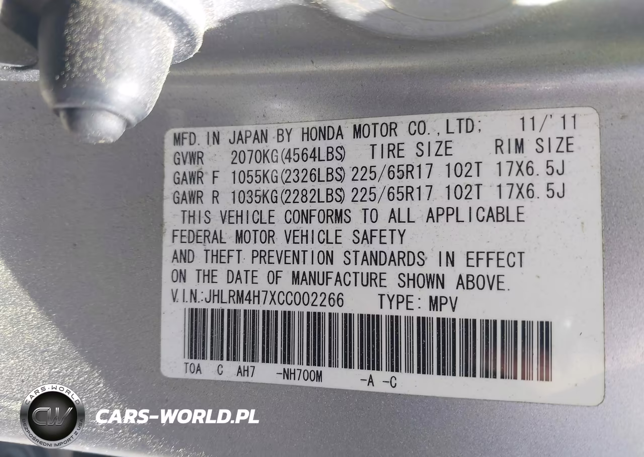 2012 Honda Cr-V Ex-L VIN:JHLRM4H7XCC002266 - 9