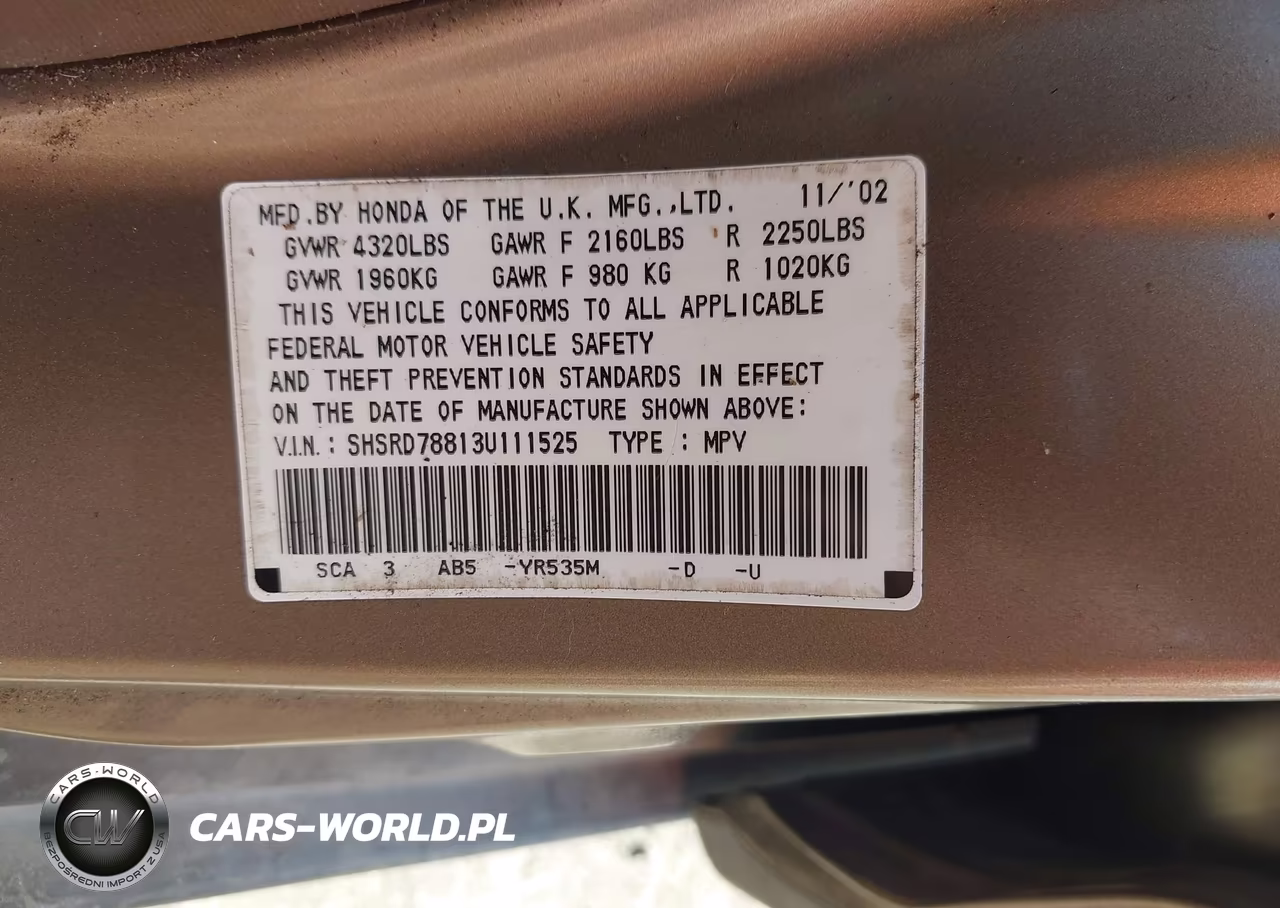 2003 Honda Cr-V Ex VIN:SHSRD78813U111525 - 9