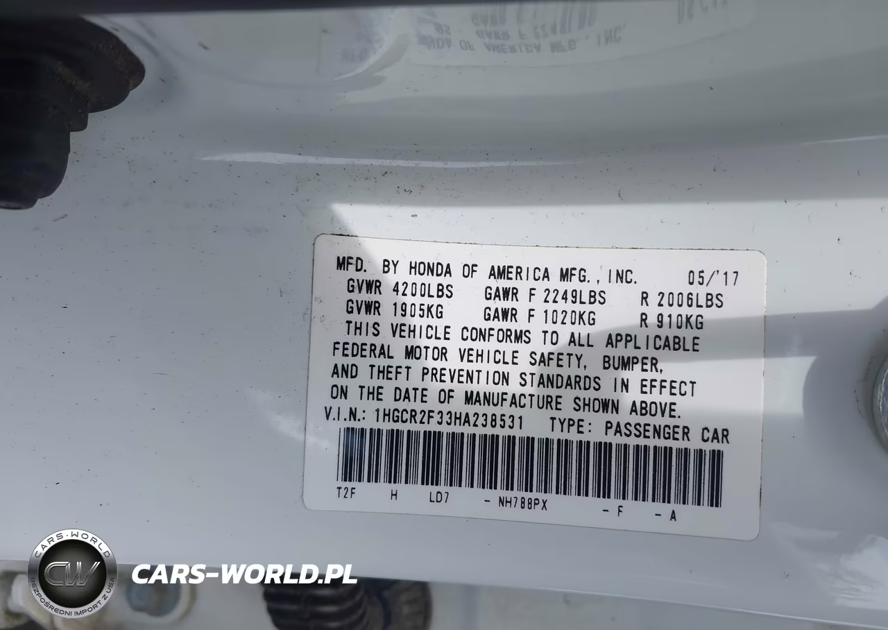 2017 Honda Accord Lx VIN:1HGCR2F33HA238531 - 9