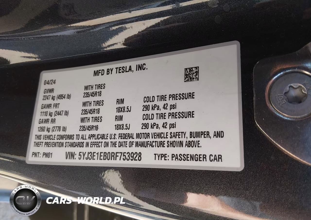 2024 Tesla Model 3 Long Range Dual Motor All-Wheel Drive VIN:5YJ3E1EB0RF753928 - 9