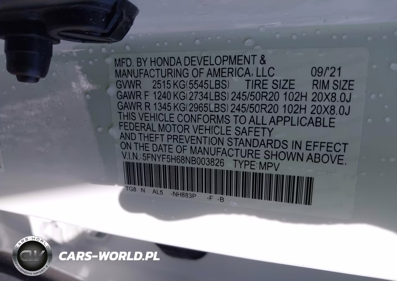 2022 Honda Pilot 2Wd Touring 7 Passenger VIN:5FNYF5H68NB003826 - 9