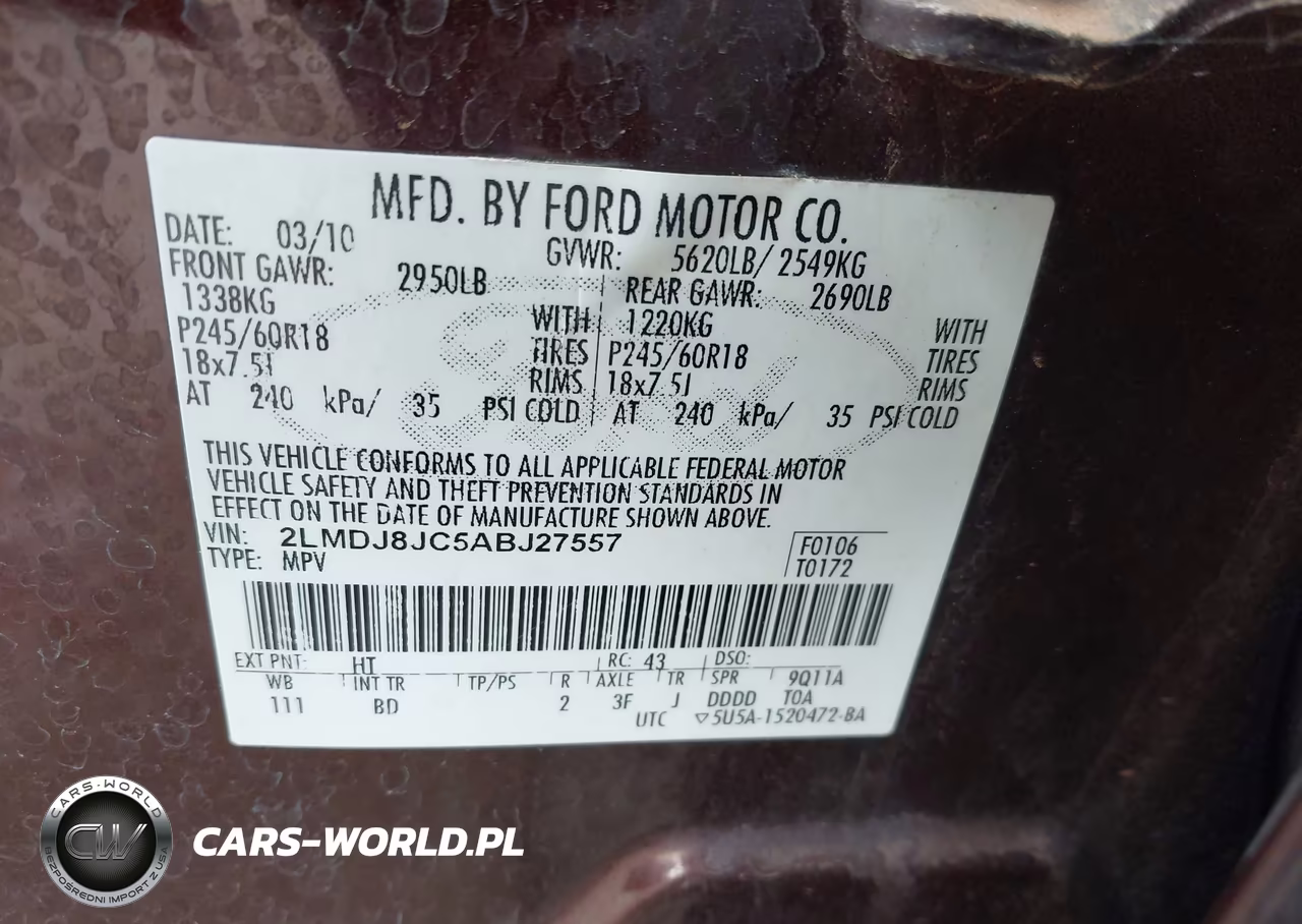2010 Lincoln Mkx VIN:2LMDJ8JC5ABJ27557 - 9