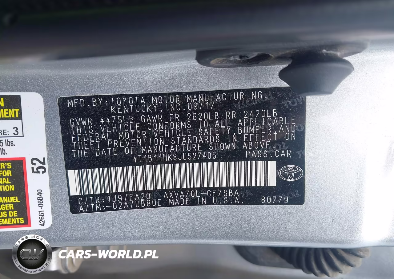 2018 Toyota Camry Se VIN:4T1B11HK8JU527405 - 9