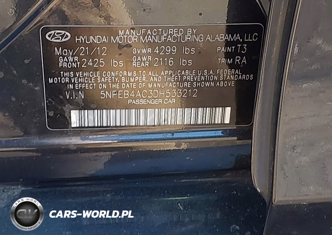 2013 Hyundai Sonata Gls VIN:5NPEB4AC3DH533212 - 9
