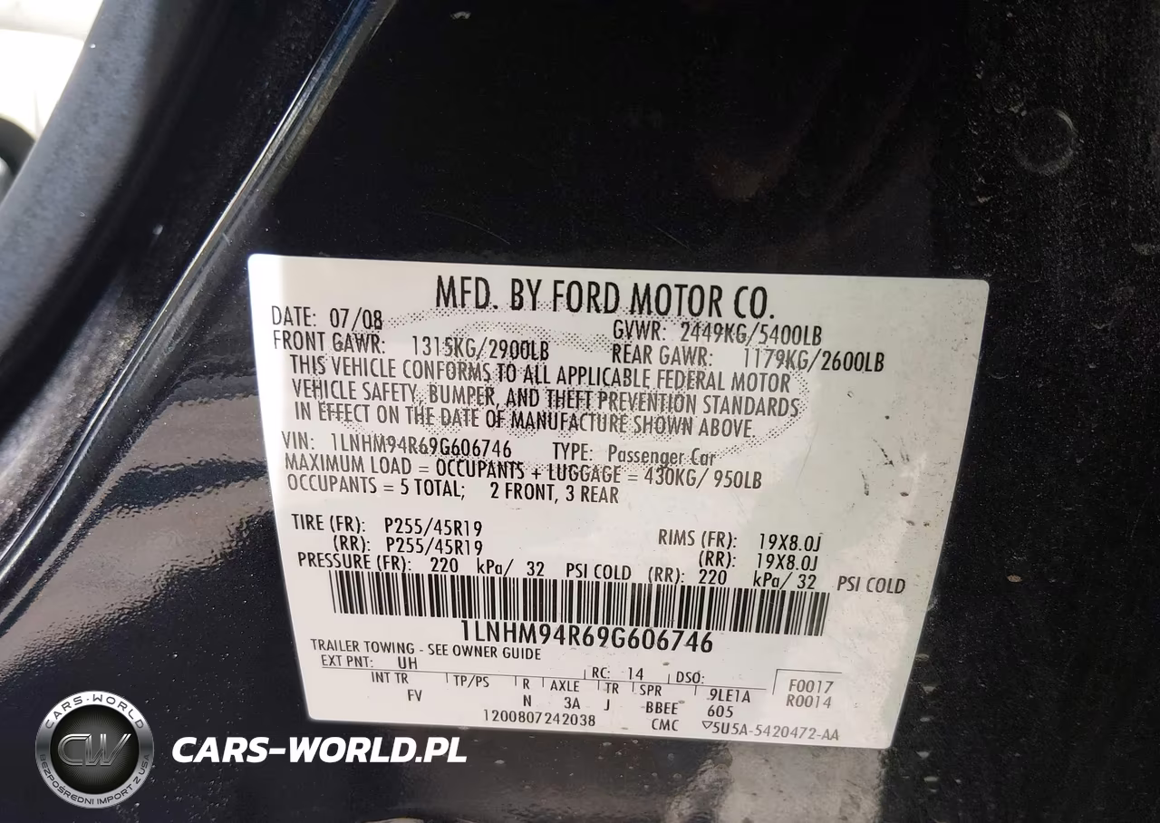 2009 Lincoln Mks VIN:1LNHM94R69G606746 - 9